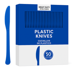 Heavy Duty Royal Blue Plastic Knives - 50 Pack