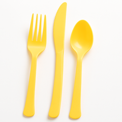 Vibrant Yellow Heavyweight Plastic Cutlery Set - 7.5 in. - 24 Count