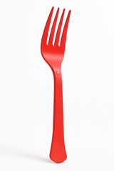 Red Heavy-Duty Plastic Reusable Forks, 50-Pack