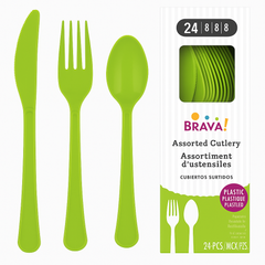 Brava! Kiwi Green Plastic Cutlery Set - 24 Count