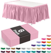 Pink Plastic Table Skirt | 6 Pack