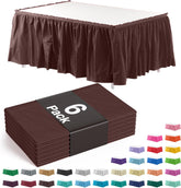 Brown Plastic Table Skirt | 6 Pack