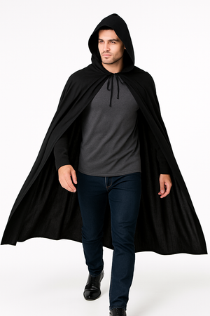 Adult Black Hooded Cape Costume Accessory - One Size