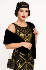 Elegant Black Faux Fur Stole Halloween Costume Accessory