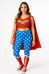 Women's Deluxe Wonder Woman Halloween Costume with Cape & Headband