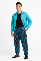 Men's Retro Zebra Striped Beach Pants - Blue/Purple