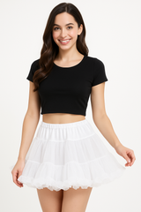 Elegant White Tulle Petticoat Skirt for Adults - One Size