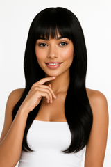 Sleek Black Wig with Stylish Bangs