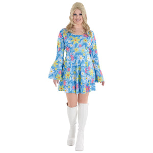 Groovy 60s Floral Mini Dress Costume - Adult 2XL (18-20)