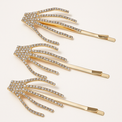 Rhinestone Skeleton Hand Hair Clip Set - 3 Pack