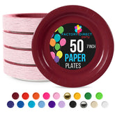 7 In. Burgundy Paper Plates - 50 Ct.