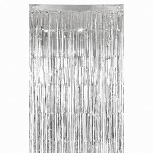 Shimmering Silver Metallic Curtain - 3' x 8'
