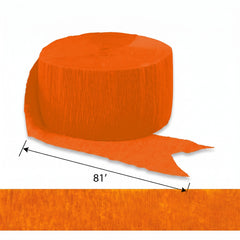 Vibrant Orange Peel Crepe Streamer - 81 ft