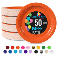 9 In. Orange Paper Plates - 50 Ct.