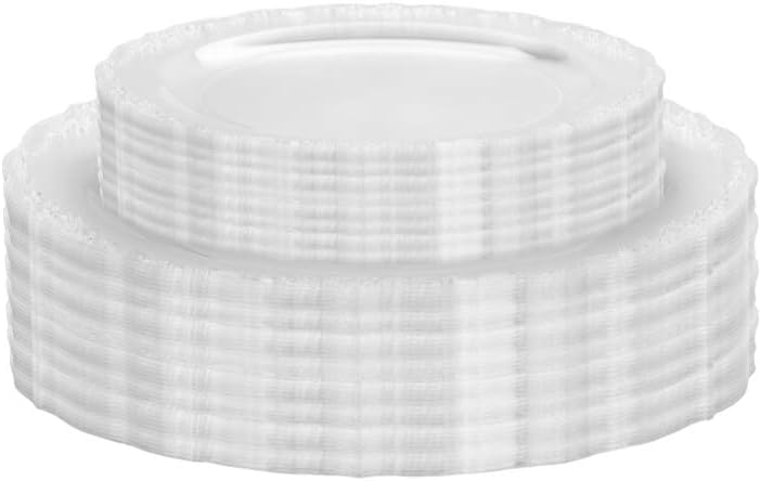 9 In. Clear Victorian Design Plates | 20 Count