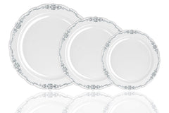 9 In. Gray / Silver Victorian Design Plates | 20 Count