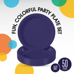 9 In. Navy Plastic Plates | 50 Count
