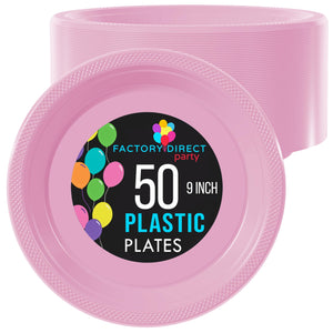 9 In. Pink Plastic Plates | 50 Count