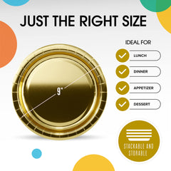 9 In. Reflective Gold Paper Plates | 100 Count