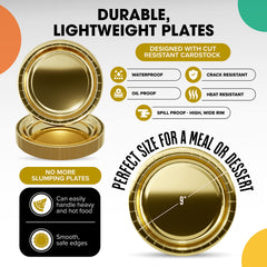 9 In. Reflective Gold Paper Plates | Case of 1000