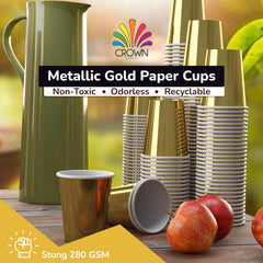 9 Oz. Metallic Gold Paper Cups | Case of 1000