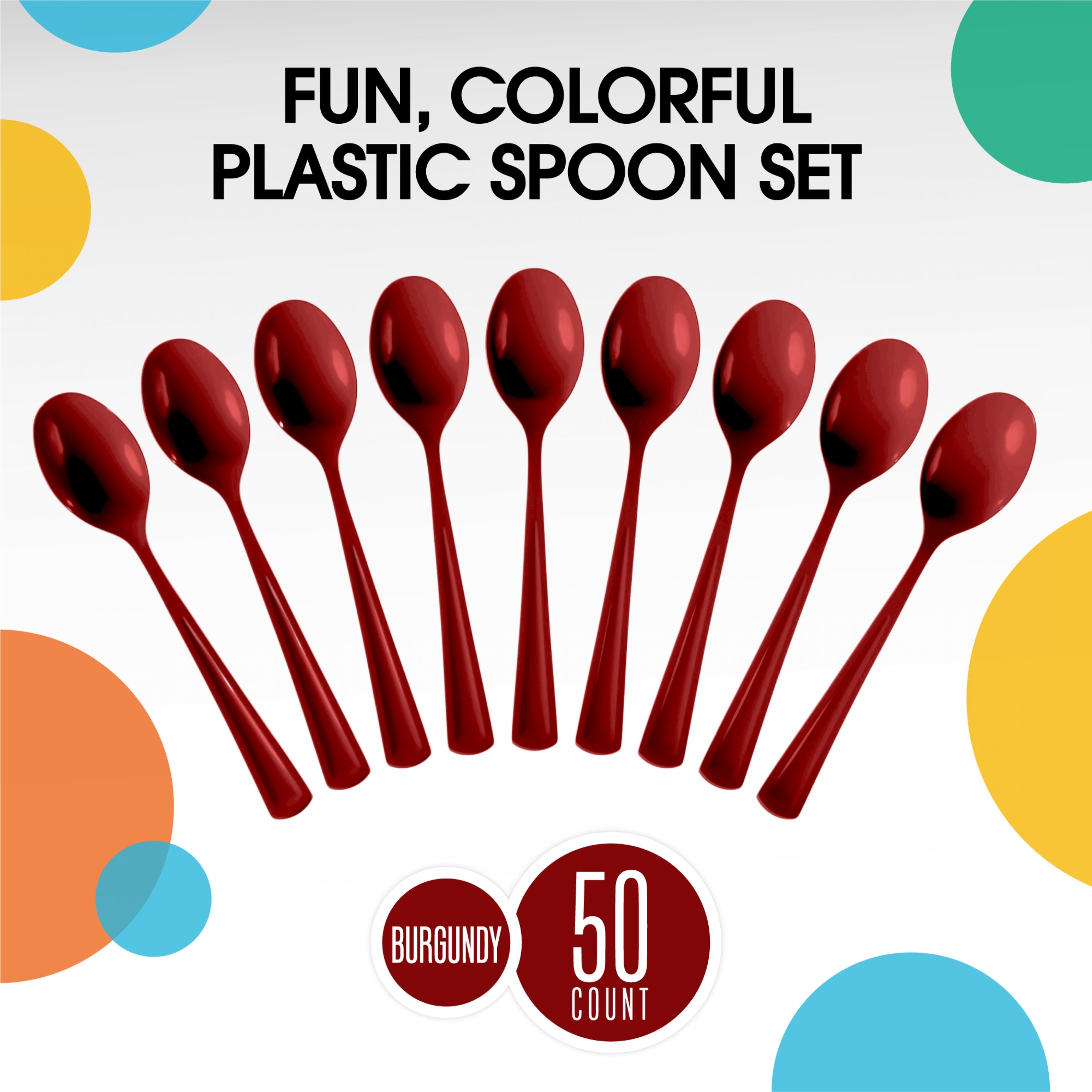 Heavy Duty Burgundy Plastic Spoons | 50 Count