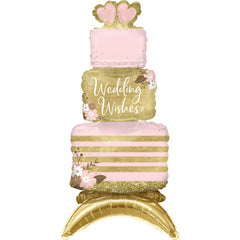 Elegant Wedding Wishes Balloon Cake Decoration