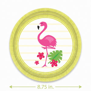 Flamingo Stripes 8.75" Round Paper Plates