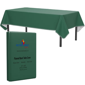 Dark Green Flannel Backed Plastic Table Cover - 54 In. x 108 In.