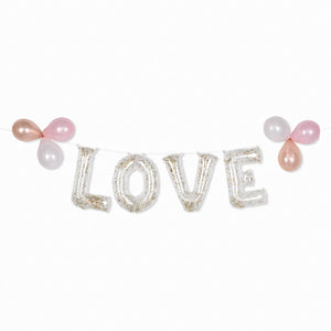 "Love" Air-Filled Confetti Foil Balloon Banner Kit