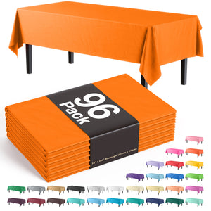Premium Orange Plastic Table Cover - 54 in. x 108 in. | Case of 96
