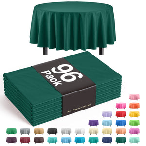 Premium Round Dark Green Plastic Table Cover - 84 in. | Case of 96