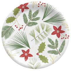Festive Holly Berry 8.5" Round Paper Plates