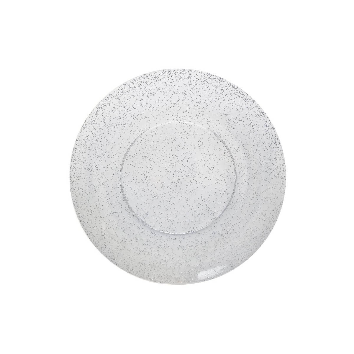 8 In. Silver Sparkle Design Plastic Plates | 10 Count
