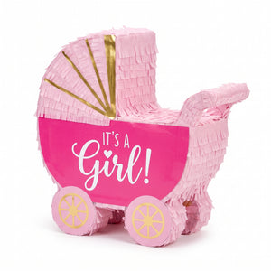 Mini Pink Baby Carriage Piñata Decoration