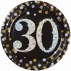 Sparkling Celebration 30th Birthday Prismatic Plates - 9" Round
