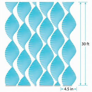 Caribbean Blue Wide Fringe Crepe Streamer - 30 ft