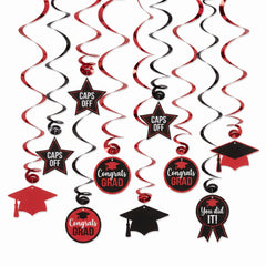 Red Graduation Swirl Decorations Value Pack