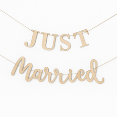 Ginger Ray "Just Married" Wooden Pennant Banner for Weddings