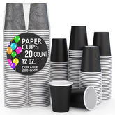 12 Oz. Black Paper Cups | 20 Count