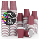12 Oz. Burgundy Paper Cups | 20 Count