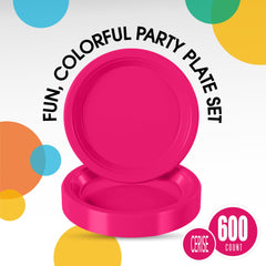 7 Inch Cerise Plastic Plates - 600 Count