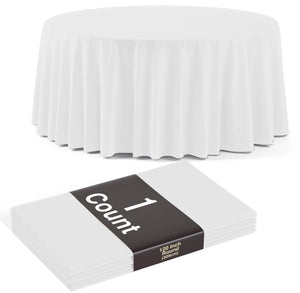 120 in. Premium Round White Plastic Table Cover
