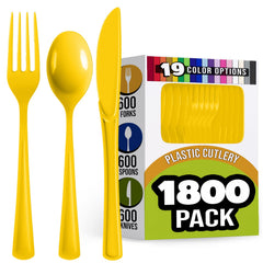 Yellow Cutlery Combo Set | 600 Forks 600 Spoons And 600 Knives - 7.5 in.