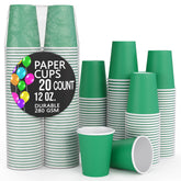 12 Oz. Emerald Green Paper Cups | 20 Count