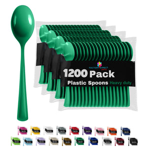 Heavy Duty Emerald Green Plastic Spoons - 7 in. | Case of 1200