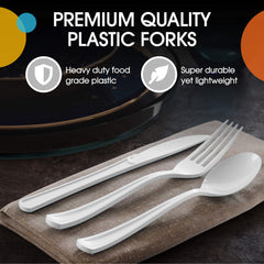 White Cutlery Combo Set | 600 Forks 600 Spoons And 600 Knives - 7.5 in.