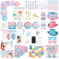 389 Pcs Gender Reveal Deluxe Party Kit - For 8 Guests