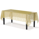 Gold Floral Plastic Table Cover