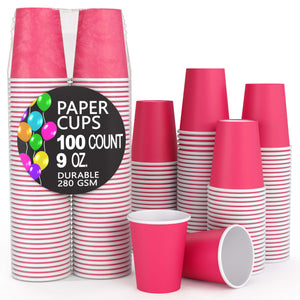 Unleashed | 9 Oz. Cerise Paper Cups | 100 Ct.